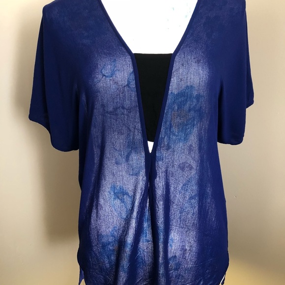 Zara women purple/blue top w/ peep hole in front S - Picture 2 of 8